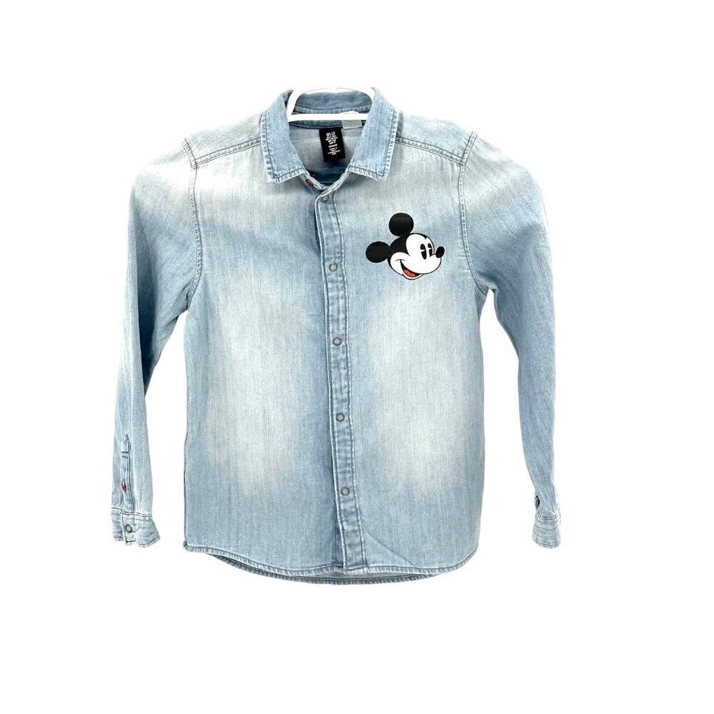 H&M Jacket in thick cotton denim with a printed motif at back,  Size 7 - 8 Y